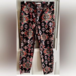 Zara Pants Printed Bohemian Fitted Multicolor Sz Med Preowned but EXCELLENT Cond
